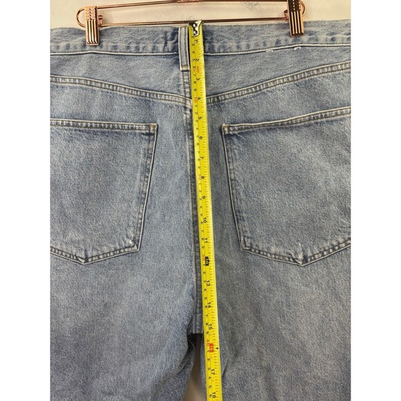 Agolde 90s Denim Shorts Marquee Blue Womens Size 34 Raw Hem long Retro High rise - Picture 5 of 16
